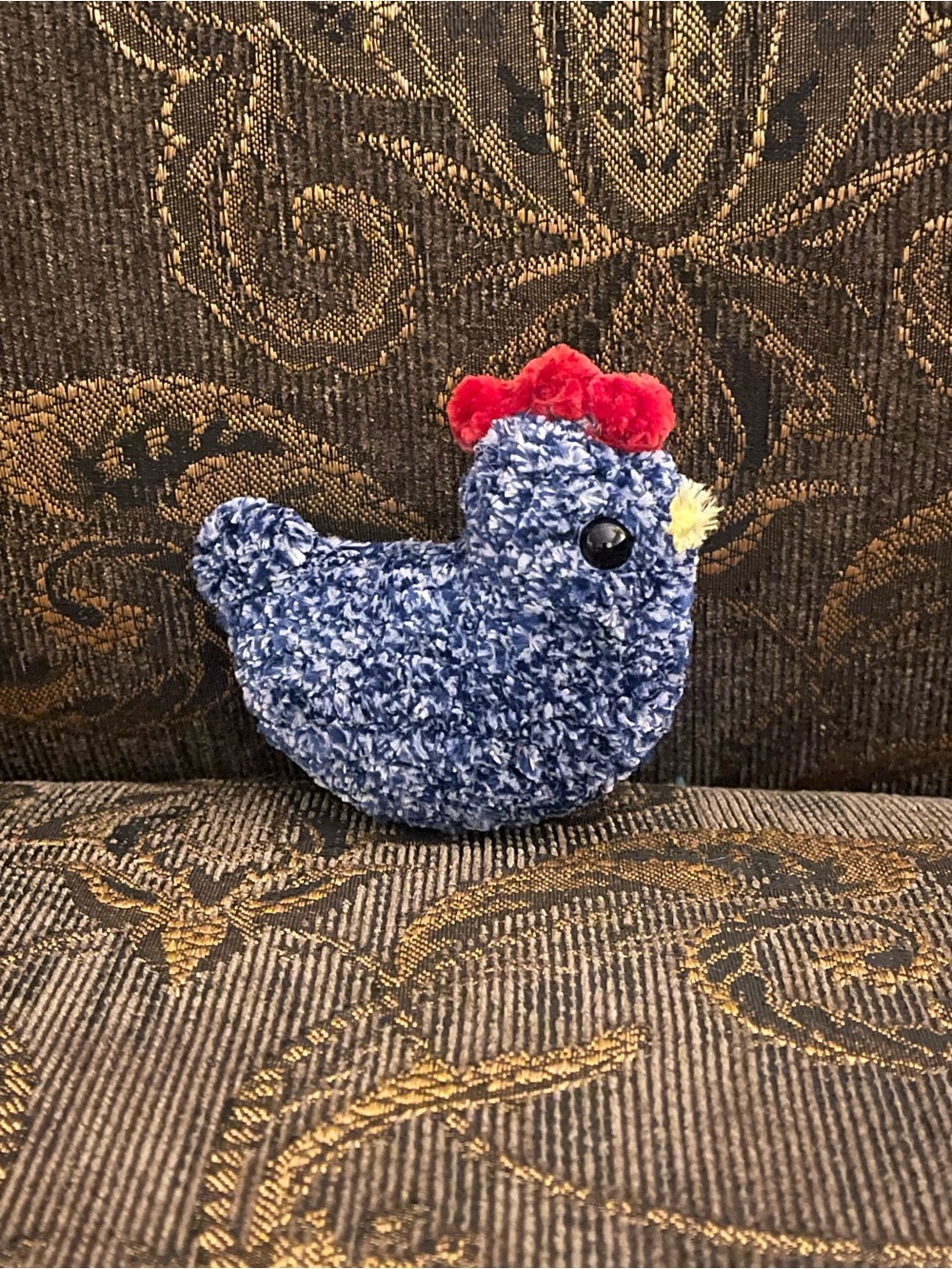 Handmade crochet Plush Blue Chicken plushie with Red Comb